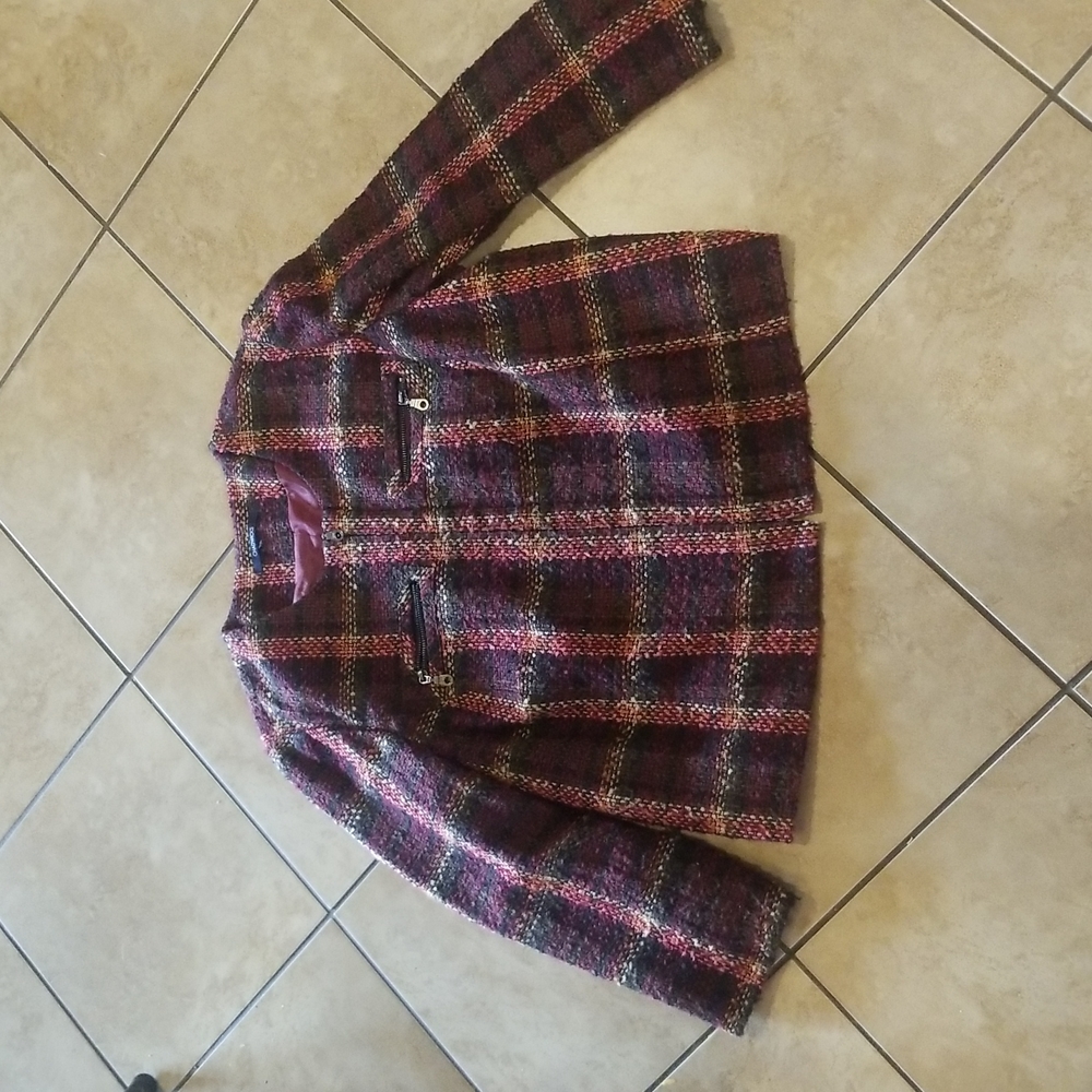 Womans Chadwicks Tweed Maroon Blazer Sz L